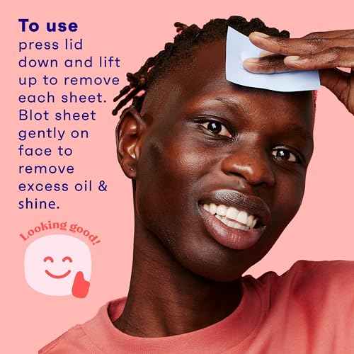 Clean & Clear Essentials Oil Absorbing Sheets, Portable Blotting Papers for Shine Control on the Face & Nose, Blotting Sheets Instantly Remove Excess Oil Without Smudging Makeup, 6 Pack
