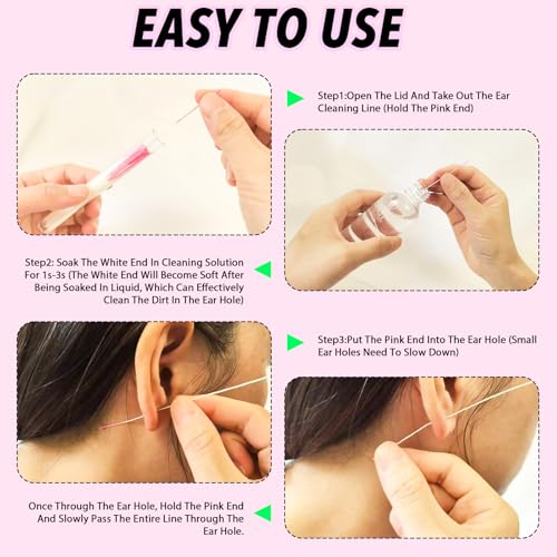 Ear Piercing Cleaner Floss - 300PCS Disposable Cleaning Sticks