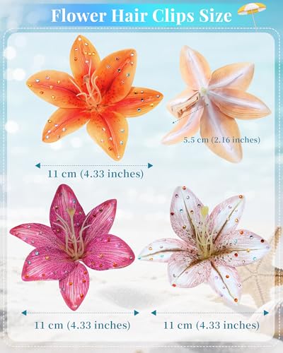 Hawaiian Flower Hair Clips 3-Pack | Tropical Rhinestone