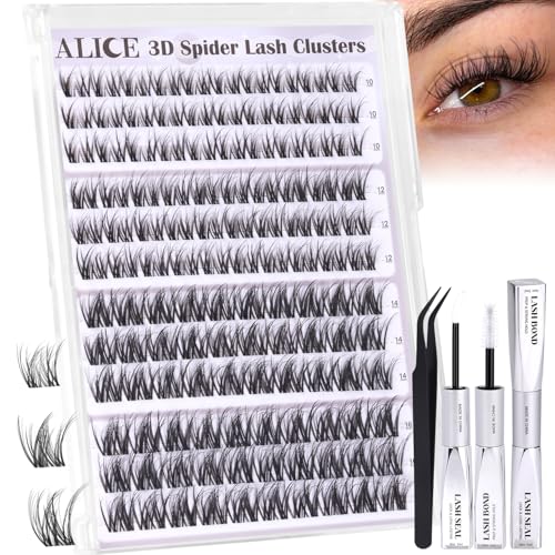 JMS&JMS Lash Clusters Kit 3D Effect Lash Extension Kit 80D 100D Fluffy Lash Clusters D Curl Lash Lift Kit with Lash Bond and Seal Waterproof, Lash Applicator, Thick False Eyelashes Kit (10-18MIX)