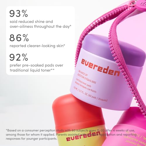 Evereden Pre-Teen Skincare Set: Cleanser, Moisturizer & Toner Pads