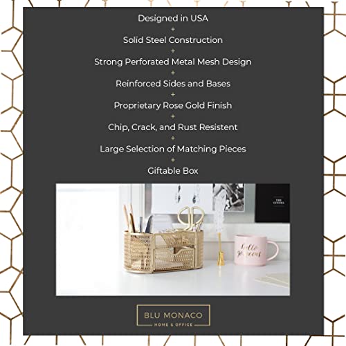 Gold Desk Organizer Set with Drawer - Metal Mesh Storage for Office