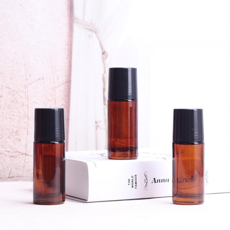 2Pcs 50ml Brown Glass Essential Oil Roller Bottles