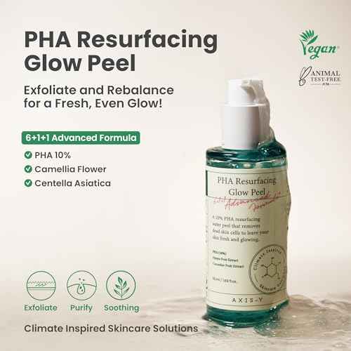 AXIS-Y PHA Resurfacing Glow Peel - 10% PHA Fruit Extract Mild Peeling Gel Exfoliator Pore Minimizer for Face - Vegan Korean Skin Care Glass Skin Face Peel - 1.69 fl. oz.