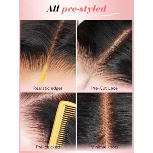 13x6 Glueless Wigs Human Hair Pre Plucked Pre Cut Upgraded Ear-to-Ear 13x6 Lace Front Wigs Human Hair Glueless Wear and Go Drawstring Lace Wig 210% Density Lace Wig