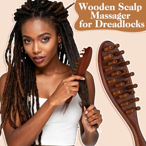 ProSuites 3-Pack Wooden Scalp Massager & Loc Comb Set