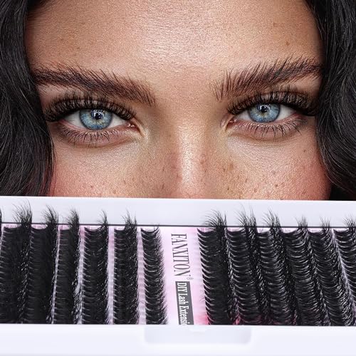 Cluster Lashes 280 pcs Lash Clusters D Curl Volume Eyelashes Extensions 9-16 mm Mix 40D+50D Individual Lashes Thin Band Eyelashes Cluster for DIY Lash Extension Beginners (Lash Clusters 0.07 D)