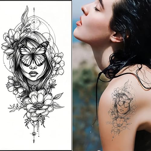Floral Face Temporary Tattoos - 3 Sheets, 5-7 Days