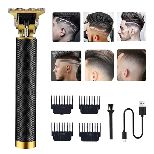 RQTYBUI Hair Clippers for Men, Cordless Electric Hair Trimmer Rechargeable Beard Trimmer Shaver, Electric T Blade Trimmer Zero Gapped Edgers Hair Clippers Cutting Kit with Guide Combs, Black