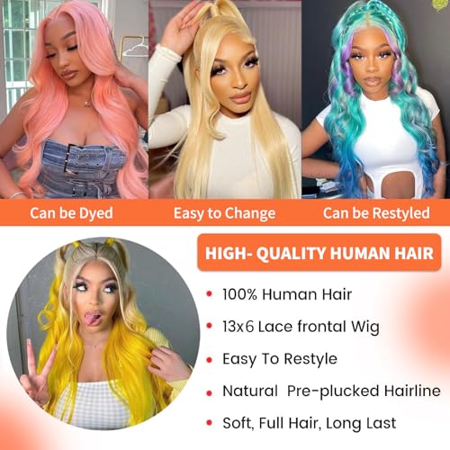 38" 613 Blonde Body Wave Human Hair Lace Front Wig 13x6 HD