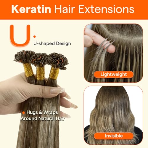 Full Shine U Tip Hair Extensions Real Human Hair 14 Inch
