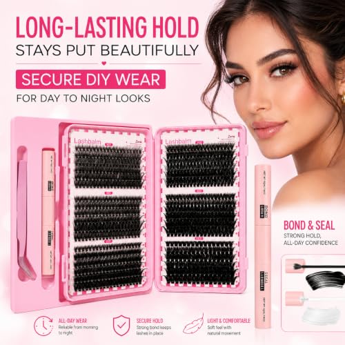 720Pcs D Curl Lash Clusters Kit with Glue & Tweezers