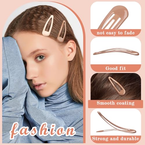 Gingbiss 50Pcs Snap Hair Clips for Women - Silicone Coated Metal Barrettes