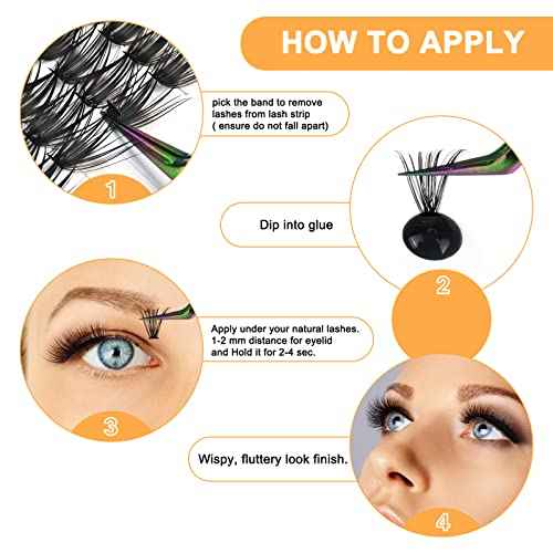 B&Q Lash Clusters 280PCS Natural Eyelash Clusters 40D D 9-16mm Individual Lash Wispy Eyelash Extension with Soft Thin Band Classic Look Pesta?as Postizas Comfortable DIY at Home(40D-D-9-16mm)