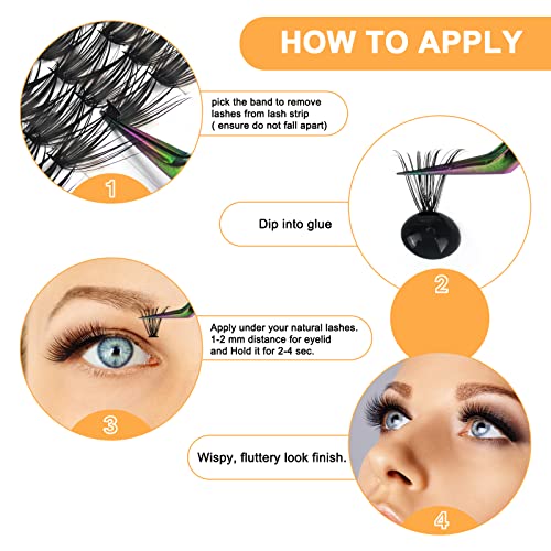 B&Q Lash Clusters 280PCS Natural Eyelash Clusters 50D D 18mm Individual Lash Wispy Eyelash Extension with Soft Thin Band Classic Look Pesta?as Postizas Comfortable DIY at Home(50D-D-18mm)