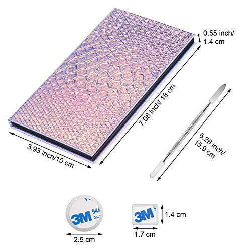 Sumind Magnetic Palette Mermaid Empty Makeup Palette with 1 Depotting Spatula and 30 Pcs Adhesive Metal Stickers for Eyeshadow Lipstick Blush Powder (Rectangle)
