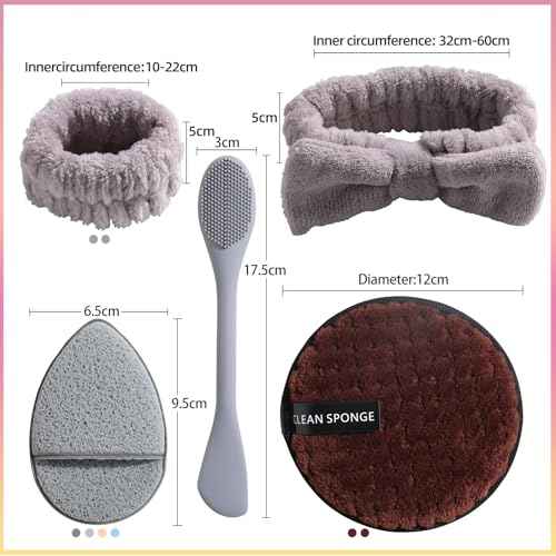 JPNK Face Sponges Cleansing Exfoliating Facial Sponges for Facial Mask Tools Removing and Makeup Remover Pads Set (Brown)