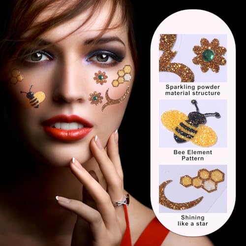 Bee Face Temporary Tattoo Stickers - 2pc Yellow