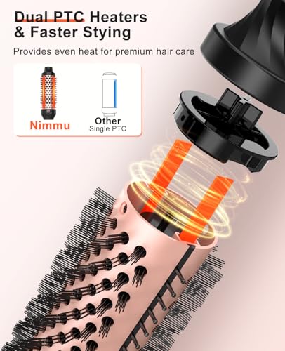 Nimmu 1.5" Heated Round Brush Curling Iron, 10 Temperature, Dual Voltage