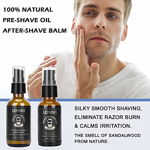 Mens Shaving Kit - Sandalwood Shaving Cream, After Shave Lotion & Pre Shave Oil - Fights Razor Burn, Nicks & Cuts - Luxury Grooming Essentials for Men - Secret Santa Gift Set Stocking Stuffers