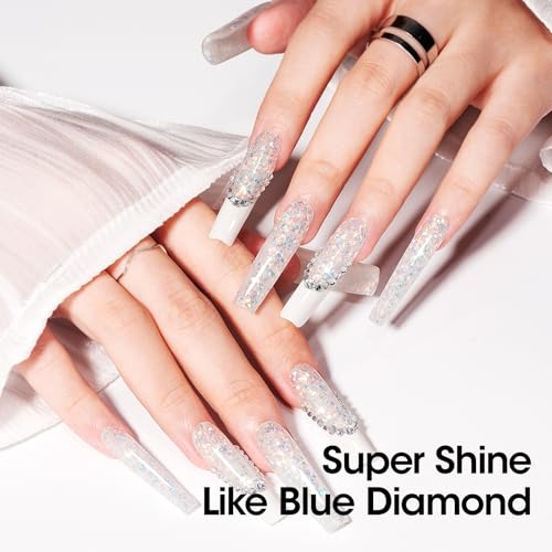 Gellen Blue Diamond Gel Top Coat 20ml - No-Wipe High Gloss UV Finish (Blue Diamond)