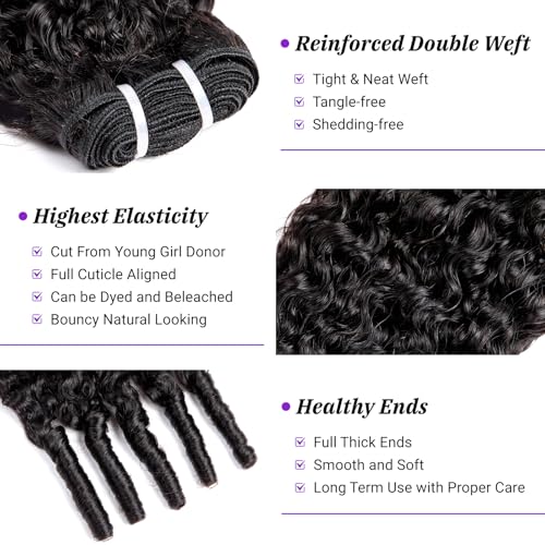PXCPXC Burmese Curly Water Wave Hair Bundles 3Pcs 18 20 22 Inch Natural Black