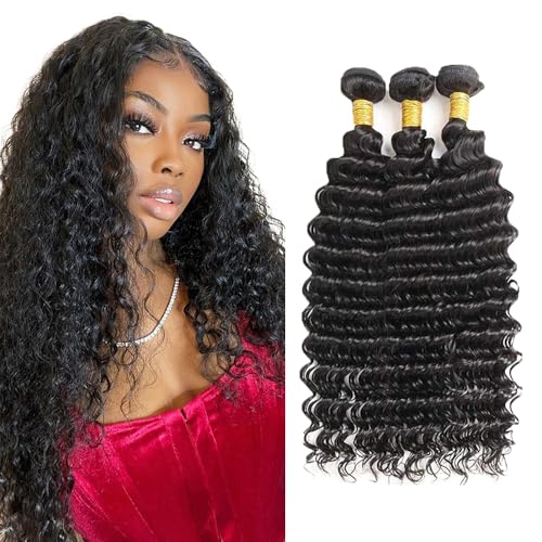 Deep Wave Human Hair Bundles - Natural Black, 18-22 Inch