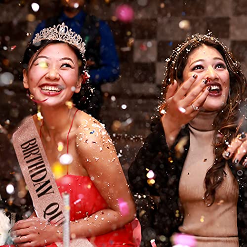 Rose Gold Birthday Crown & Queen Sash Set - Rhinestone Tiara for Women