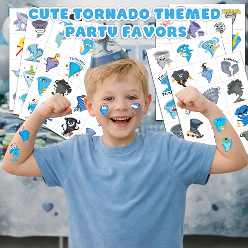 96 PCS Tornado Temporary Tattoos for Kids | Weather Party Favors
