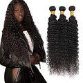 FuivJuix Deep Wave Human Hair Bundles - Brazilian Virgin Hair 30/30/30 Inch, Natural Black, 3-Pack