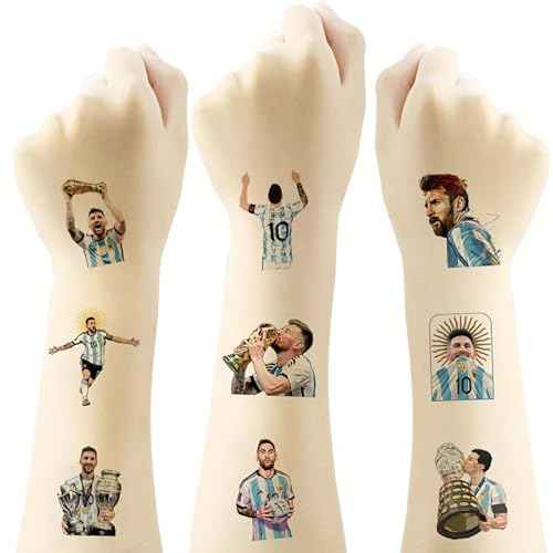 40Sheets Football Messi Temporary Tattoos for Kids,Cartoon Temporary Tattoos Gift For Fan Birthday Party Decorations for Girl Boys Home Activity Class Prizes Carnival Christmas Rewards