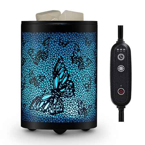 Butterfly Electric Wax Melt Warmer with Timer, 7-Color LED Night Light - Flameless Scented Wax & Oil Warmer for Home, Holiday Decor, and Aromatherapy Gifts