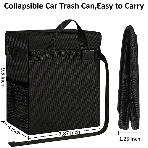 ELONGRIVER Leak Proof Car Trash Can for Back Seat - Cute Hanging Garbage Bin for SUV, Truck, Van - Automotive Front and Back Seat Trash Can - Black