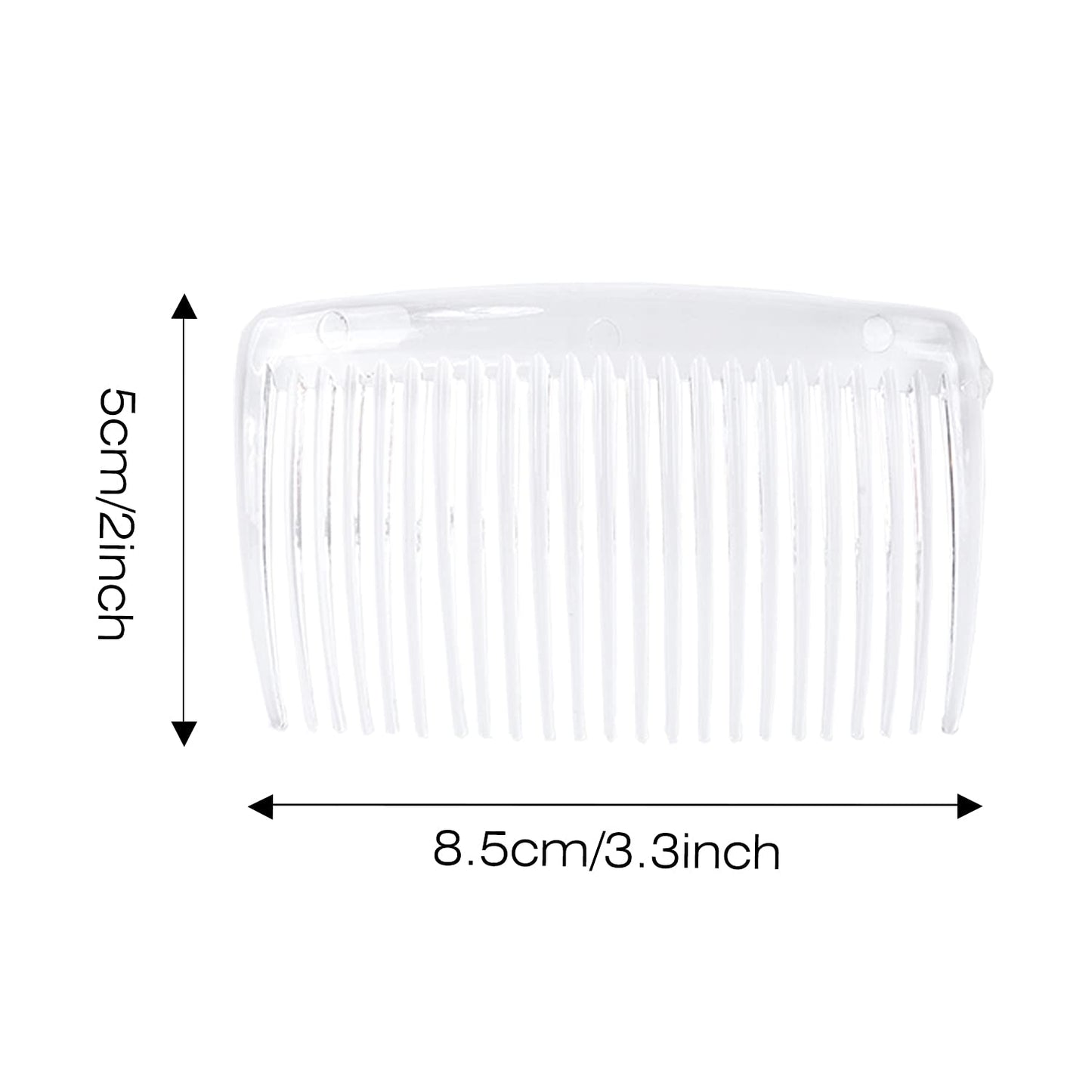 Cinaci 30 Pack 3 Inch White Clear Plastic French Hair Side Combs Wedding Bridal Veil Comb Fine Hair Slide Hair Clips Small Clear Barrettes Bun Holder with 23 Teeth DIY Headpieces Accessories for Women