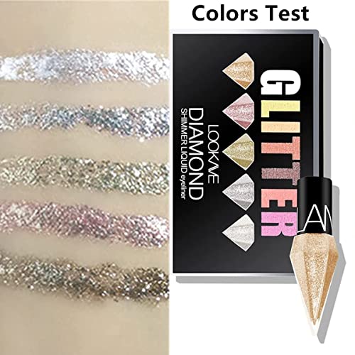 Go Ho Glitter Liquid Eyeliner Set - 5 Colors Metallic Shimmer