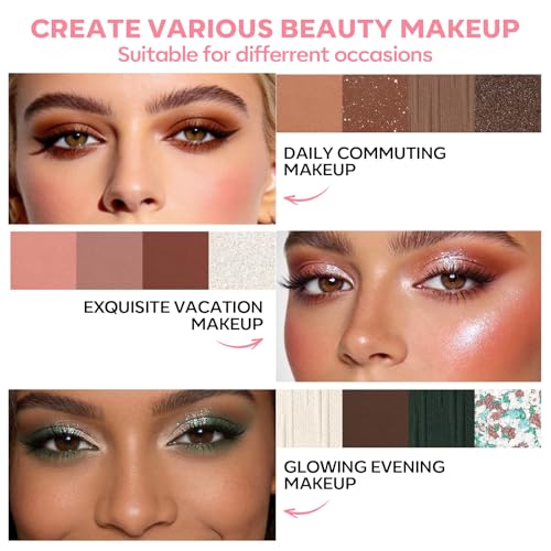 LUXAZA PRO 5-in-1 Eyeshadow Palette with Blush & Highlighter - 18 Shades