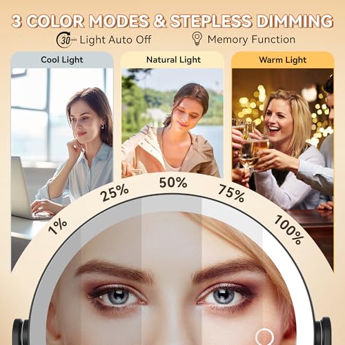 Auxmir 7" Wall Mounted Lighted Makeup Mirror 1X/30X Magnifying