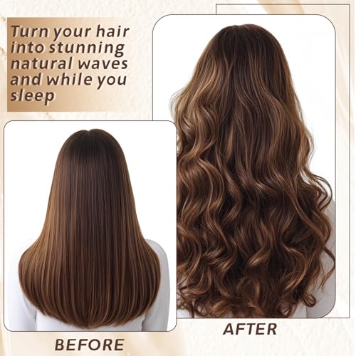 Heatless Hair Curlers Overnight - Velvet Curling Ribbon with Comb Stabilizer