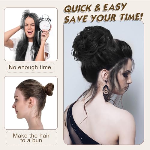 MSBELLE Messy Bun Hair Piece Wavy Curly Fake Hair Buns Synthetic Scrunchie Messy Bun Natural Extensions Updo Hair Pieces for Women (86H10, Q5PLUS)