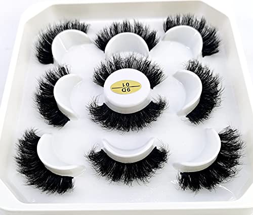 5 Pairs 25mm 3D Mink Lashes - Natural False Eyelashes