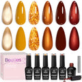 Beetles Fall Gel Polish Set, 6 Colors UV LED Curable