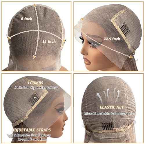 Smavida Straight Ash Blonde 13X6 HD Lace Front Wigs Human Hair for Women 24 Inch Colored Ash Blonde Deep Parting Glueless Lace Frontal Wigs 180% Density Pre Plucked with Baby Hair