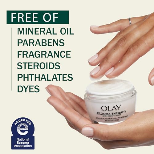 Olay Sensitive Eczema Therapy Face Moisturizer Skin Relief Cream, 1.7 fl oz Fragrance-Free Skin Care Treatment with Colloidal Oatmeal