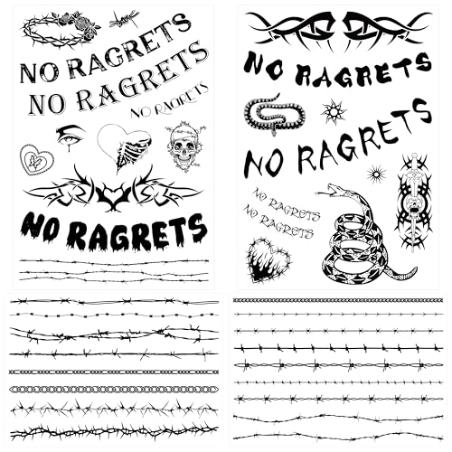 Temporary Tattoo Stickers - 40+ Realistic Designs, 4 Sheets