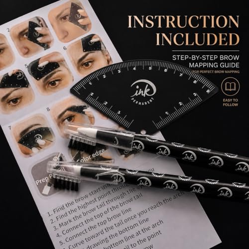 Brow Mapping Kit with Aluminum Ruler & 2 Peel-Off Pencils
