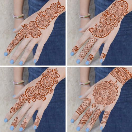 Reusable Henna Tattoo Stencils Kit, 9 Sheets Mehendi Template
