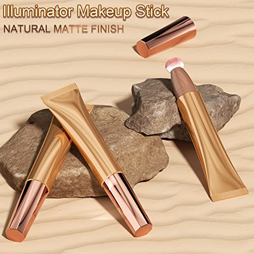 Cream Liquid Highlighter Beauty Wand,Xcreando Shimmer Highlight Stick with Cushion Applicator Silky Bronzer Stick Waterproof Lightweight Face Contouring Makeup with Illuminator Finish(#04 Pearl White)