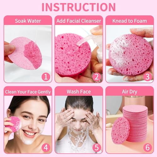 100-Count Natural Cellulose Facial Sponges for Cleansing & Makeup Removal