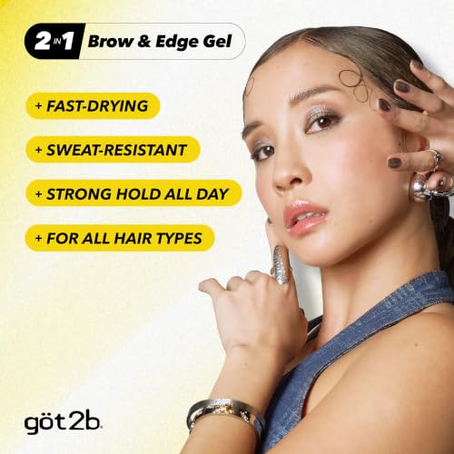 got2b Glued Brow & Edge Control Gel 0.54 Fl Oz - Strong Hold, Clear, Pack of 1