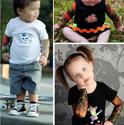 Kids Temporary Tattoo Sleeves - 10pcs Fake Slip-On Arm Sunscreen